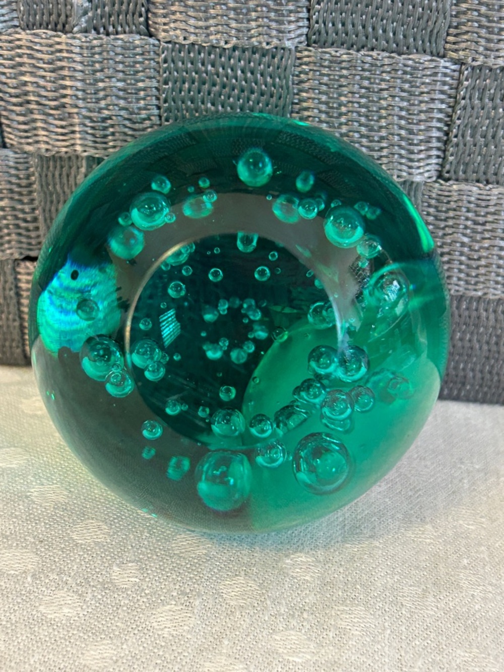 Vintage Staeger Paperweight Clock Green Glass Heavy - Picture 3 of 5
